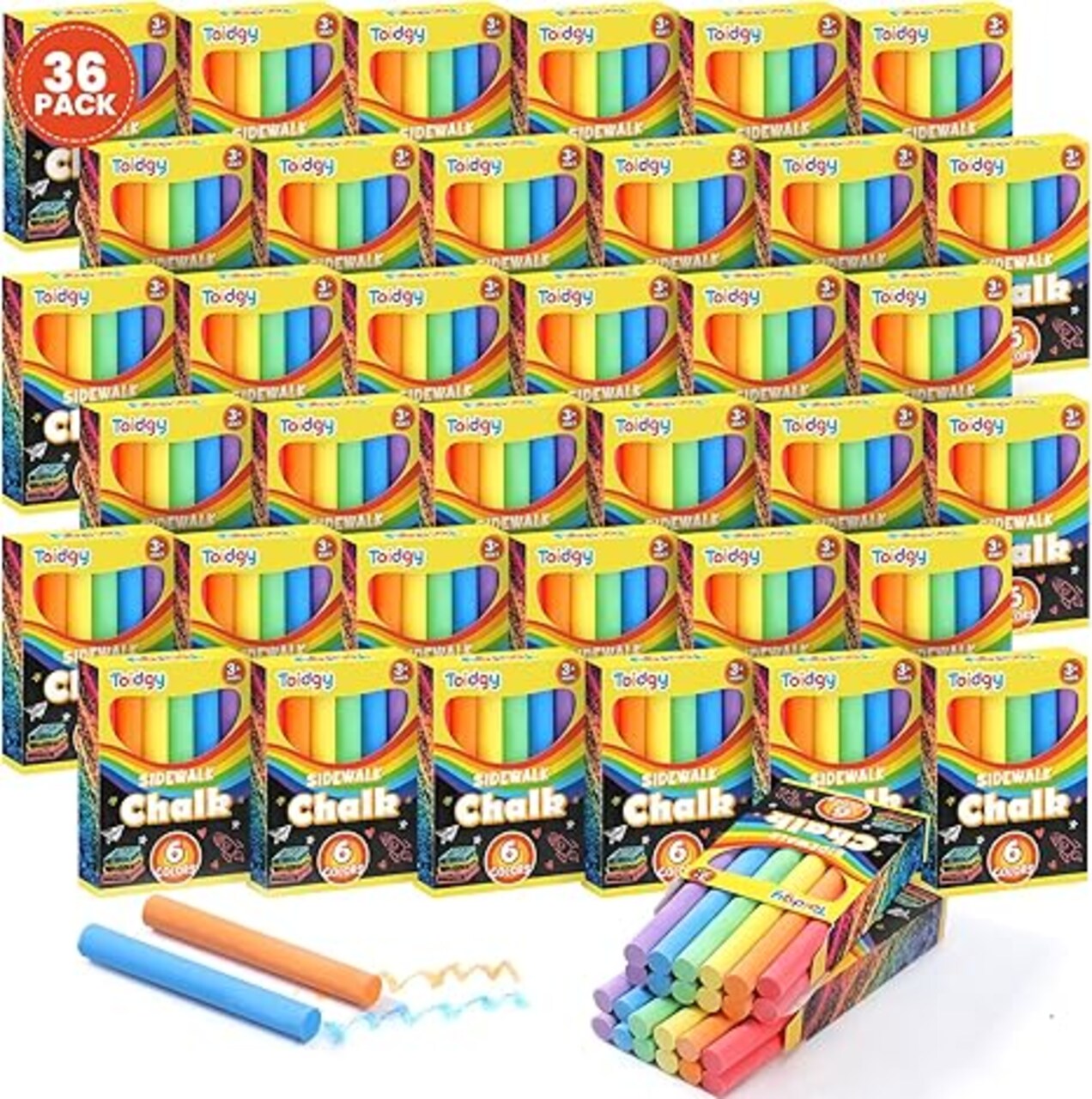 432 Count Mini Chalk Set for Kids (36 Boxes), Nontoxic Sidewalk Chalk Party Favors for Boys and Girls, Sidewalk Chalks Bulk for Toddlers, Art Classroom Prizes Supplies, Goodie Bag Fillers